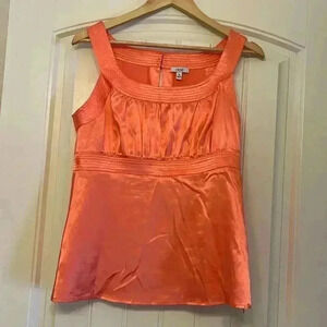 Cache silky orange blouse top vintage side zipper size Medium like new